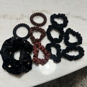 Assorted Black & Brown Hair Scrunchie Set